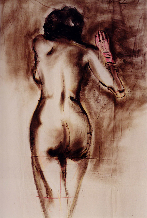 Painting of a back of a woman